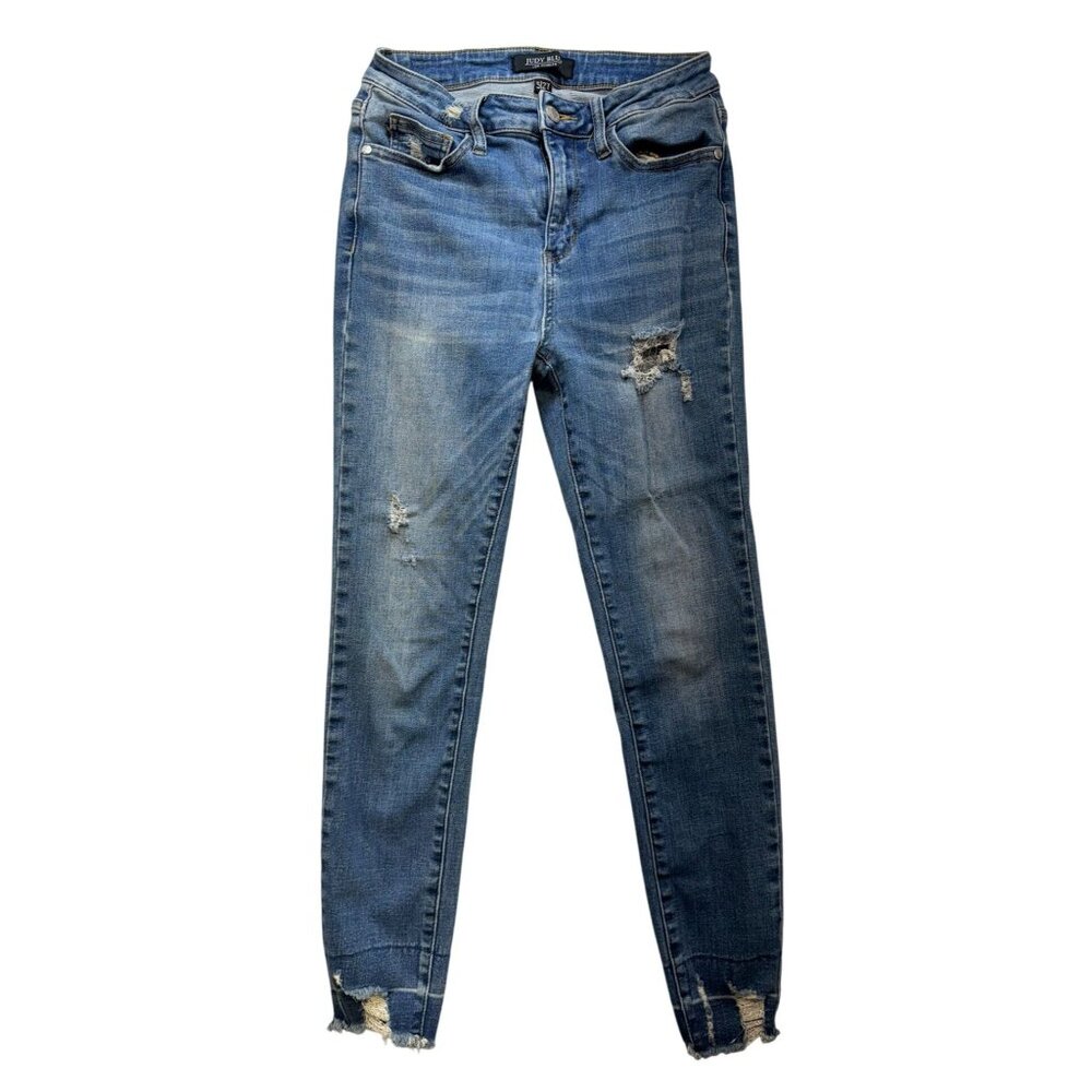 Judy Blue Los Angeles Womens Distressed Denim Jeans Size 5/27 Blue